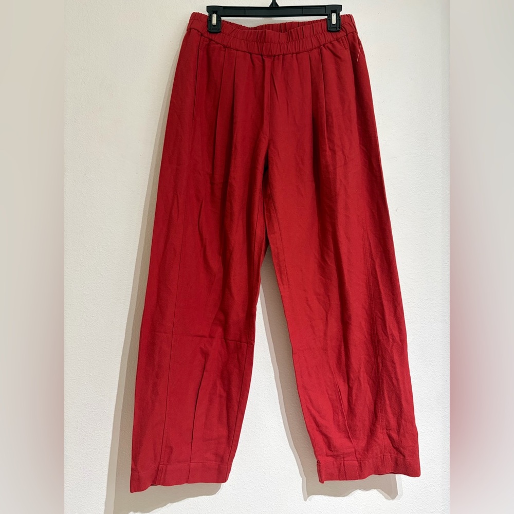 Eileen Fisher Red Relaxed Drawstring Chinos